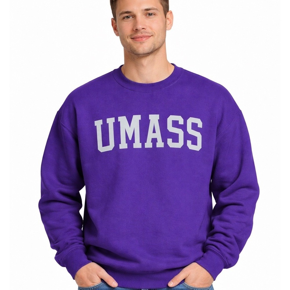 Vintage MV Sport UMass Amherst Pro Weave Crewneck Sweatshirt Blue 90s Mens XL